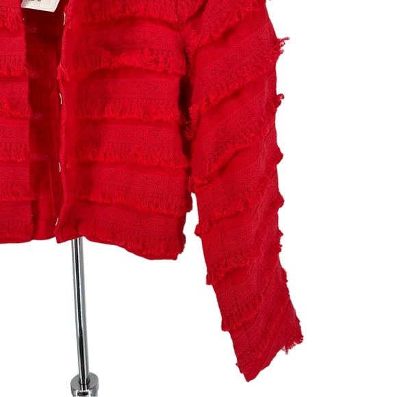 Club Monaco Rabah Papaya Jacket Cropped Linen Fringe size XS NWT - Picture 6 of 12